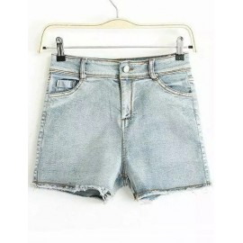 Vintage Bleach Wash Straight Denim Short Size:S-XL