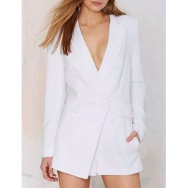 Adorable Deep V-Neck Lapel Playsuits in Flap Pockets Size:S-L