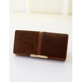 Elegant Horsehair Long Clutch Bag with Metal Bar