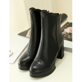 England Platform Chunky Heel Boots in Round Toe Size:34-39