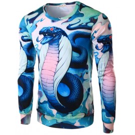  Vivid Snake Printed Color Panel Tee with Long Sleeve