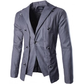 Stylish Button Detail Layered Blazer in Slim Fit