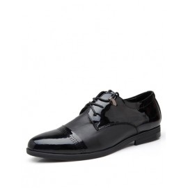 England Solid Color Lace-Up Dress Shoes with Perforate