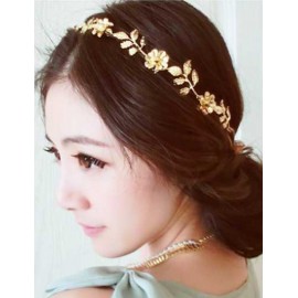 Baroque Rhinestone Detail Leaf Design Hairwrap in Gold