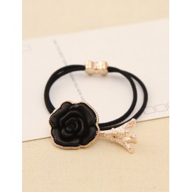 Korean Rose Emebllished Eiffel Fringe Hair Tie