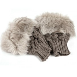 Fingerless Fur Trim Gloves Mitten