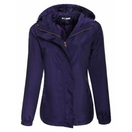 Meaneor Women Outdoor Casual Long Sleeve Hooded Waterproof Windbreak Jacket Tops