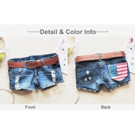 Fashion New women hot shorts summer fashion Skinny Low waist sexy mini American flag denim shorts