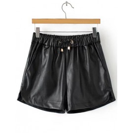 Chic Drawstring Elastic Waist Shorts in PU